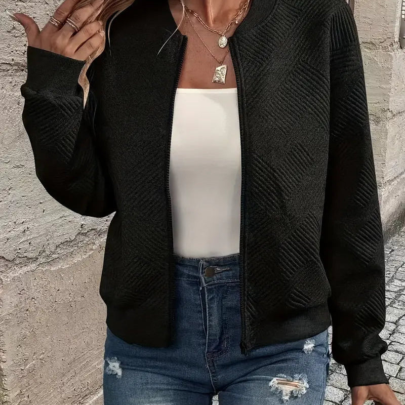 Jessica | Damen Strickjacke mit Reißverschluss und Struktur