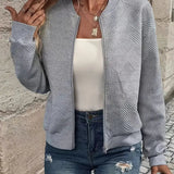 Jessica | Damen Strickjacke mit Reißverschluss und Struktur