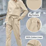 100% Baumwolle Leinen Monochromes 2-Teile Set