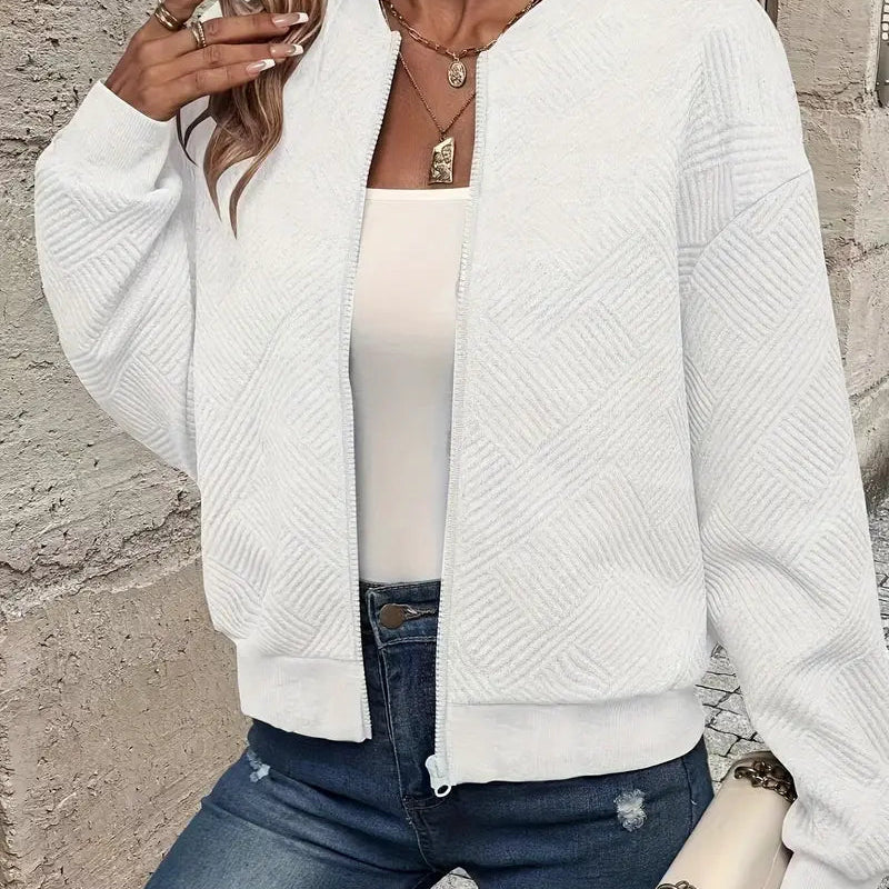 Jessica | Damen Strickjacke mit Reißverschluss und Struktur