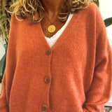 Birgit | Damen Freizeit-Strickjacke mit V-Ausschnitt und Knöpfen