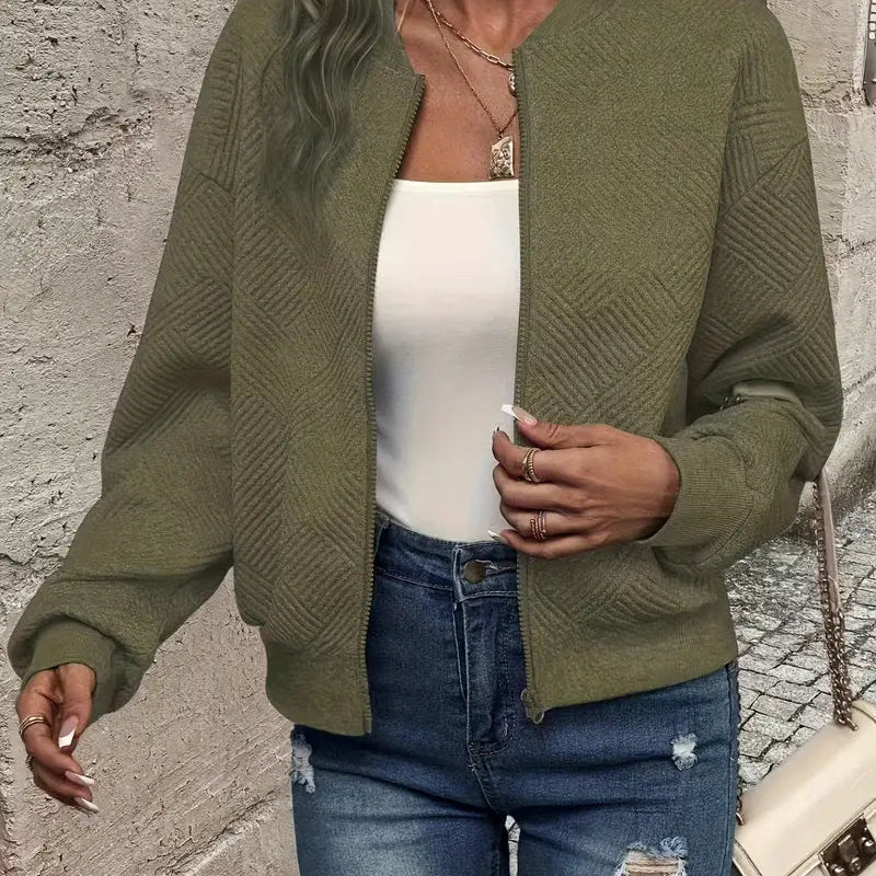 Jessica | Damen Strickjacke mit Reißverschluss und Struktur