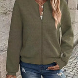 Jessica | Damen Strickjacke mit Reißverschluss und Struktur
