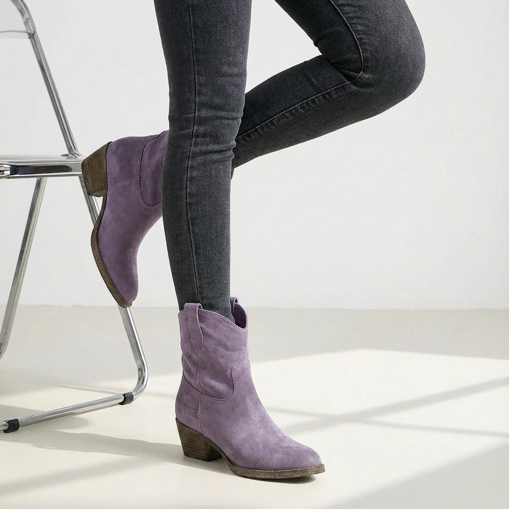 Elegantsete naiste cowboy ankle saapad blokknõelaga