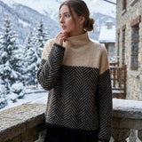 Arla Damen Rollkragenpullover – Gemütlicher Cashmere-Pullover mit Lässiger Passform und Modernem Chevron-Design