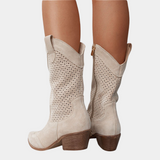 Naiste Perforeeritud Cowboy Saapad – Elegantne Lääne Stiil