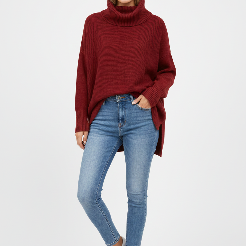 Gracie Damen Pullover mit Rollkragen – Ultraweiche Oversize-Strickware in elegantem Design