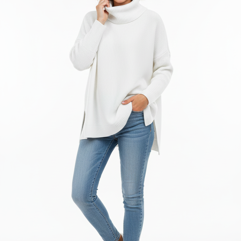 Gracie Damen Pullover mit Rollkragen – Ultraweiche Oversize-Strickware in elegantem Design