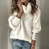 Emma Damen Rollkragenpullover – Stilvoller Pullover mit Knopfdetails und Bequemer Passform