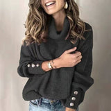 Emma Damen Rollkragenpullover – Stilvoller Pullover mit Knopfdetails und Bequemer Passform