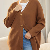 Johanna | Damen Oversized Strickjacke mit Knöpfen