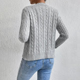 Elfriede | Damen Zopfmuster Strickjacke mit Knopfleiste