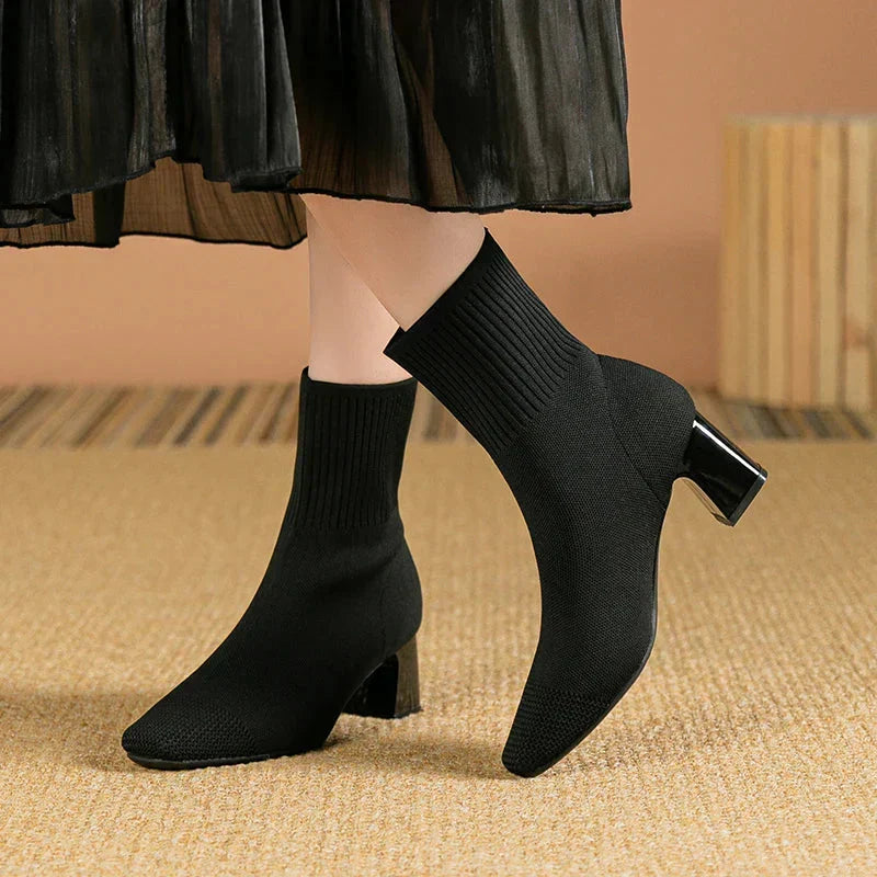 Elegantne Terav Nokk Kootud Ankle Boots
