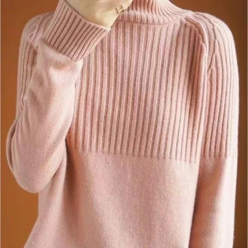 Luan Damen Rollkragenpullover – Weiches Strickmaterial mit Rippdetails und modernem Relaxed Fit