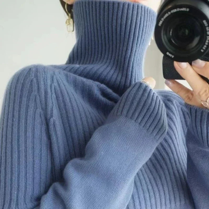 Luan Damen Rollkragenpullover – Weiches Strickmaterial mit Rippdetails und modernem Relaxed Fit