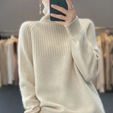 Luan Damen Rollkragenpullover – Weiches Strickmaterial mit Rippdetails und modernem Relaxed Fit