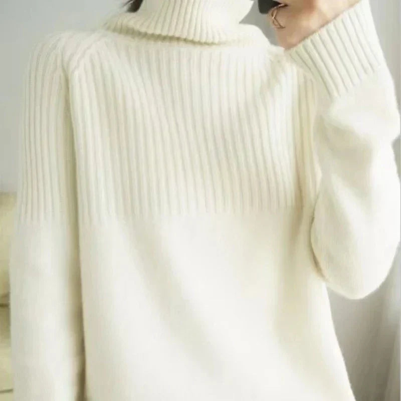 Luan Damen Rollkragenpullover – Weiches Strickmaterial mit Rippdetails und modernem Relaxed Fit