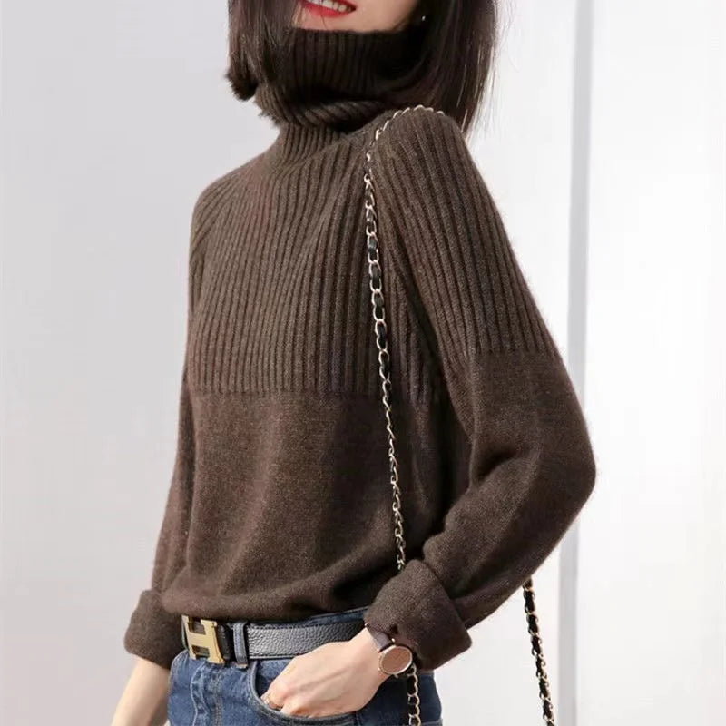 Luan Damen Rollkragenpullover – Weiches Strickmaterial mit Rippdetails und modernem Relaxed Fit