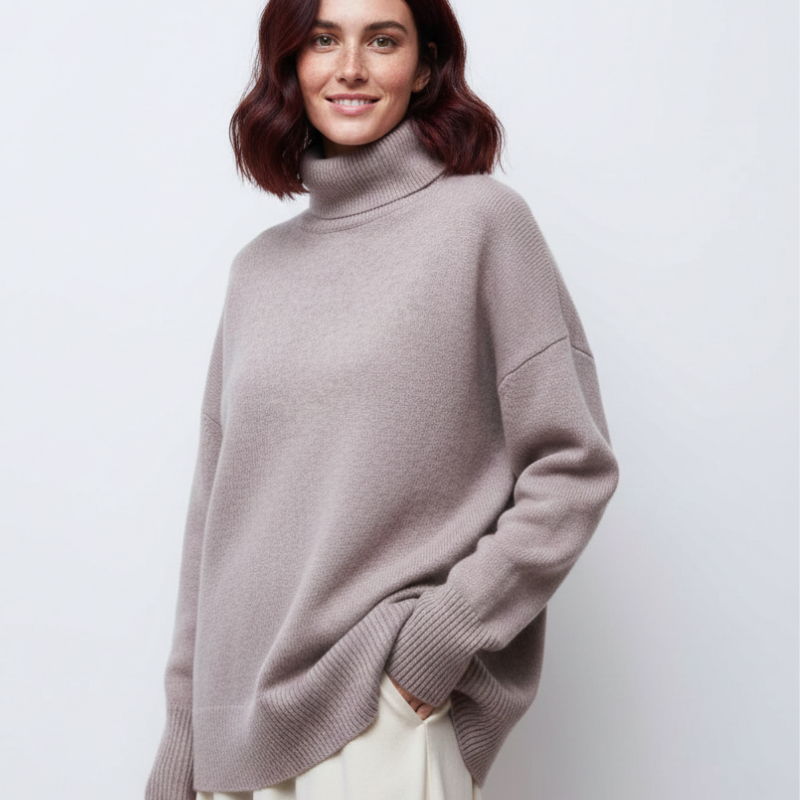 Clara Oversize-Pullover für Damen – Vintage-inspirierter, warmer Strick aus Merinowollmix