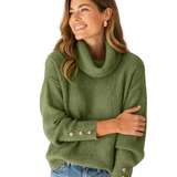 Eliana Damen Rollkragenpullover – Stilvoller Pullover mit hohem Kragen, Knopfdetails und klassischem Design