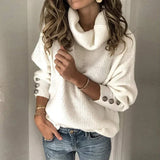 Emma Damen Rollkragenpullover – Stilvoller Pullover mit Knopfdetails und Bequemer Passform