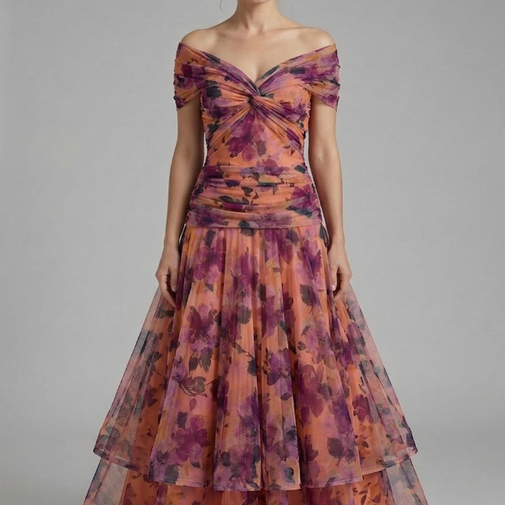 Damenkleid mit V-Ausschnitt und Drapiertem Oberteil