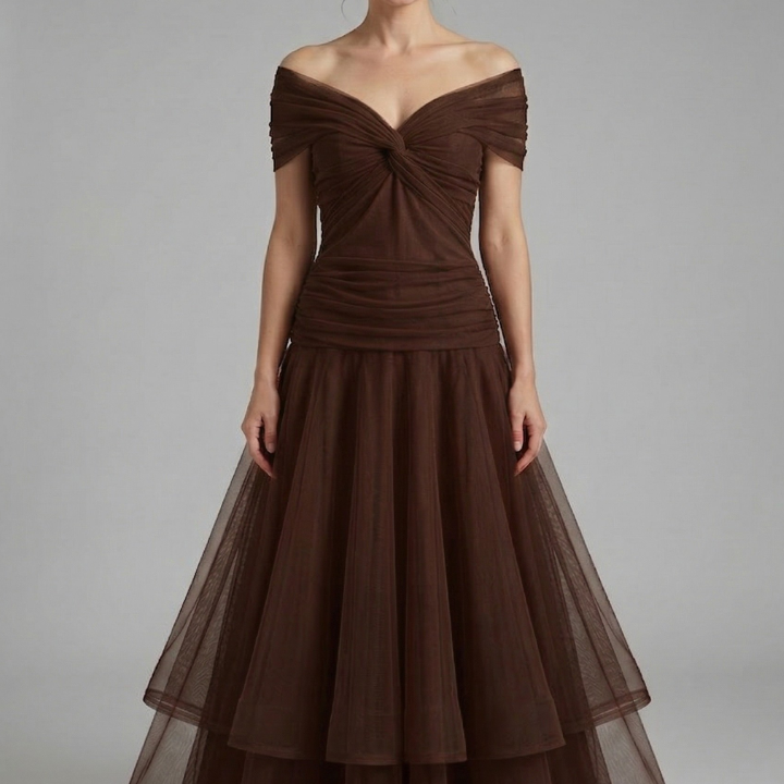 Damenkleid mit V-Ausschnitt und Drapiertem Oberteil