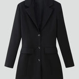 Damen Longline Blazer mit Reverskragen und Frontknöpfen