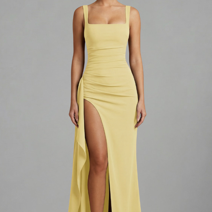 Maxikleid für Damen mit offenem Rücken und Slip-Design