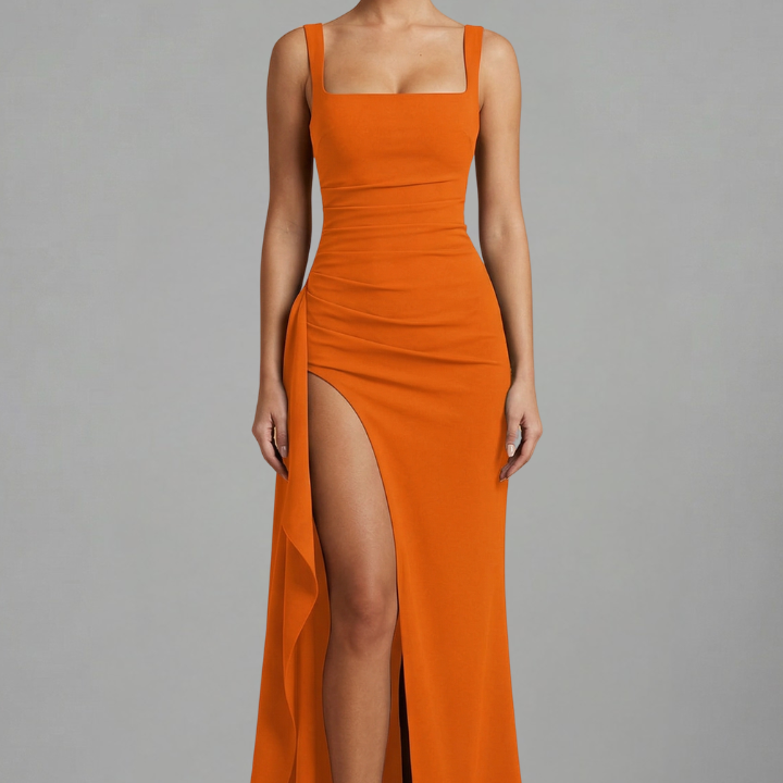 Maxikleid für Damen mit offenem Rücken und Slip-Design