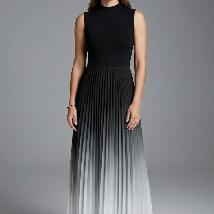 Maxikleid für Damen mit ärmellosem Design und gefaltetem Rock
