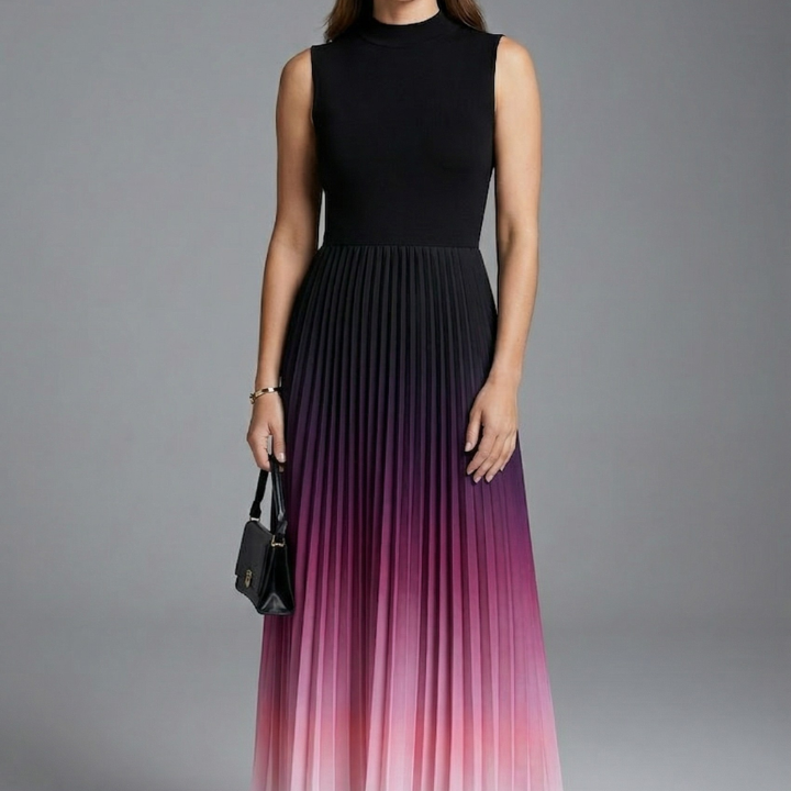 Maxikleid für Damen mit ärmellosem Design und gefaltetem Rock