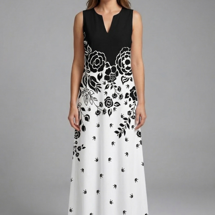 Maxikleid für Damen mit Schlitz-Ausschnitt und ärmellosem Design