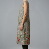 Damen Midi Kleid mit ärmellosem Design und Leinenmischung