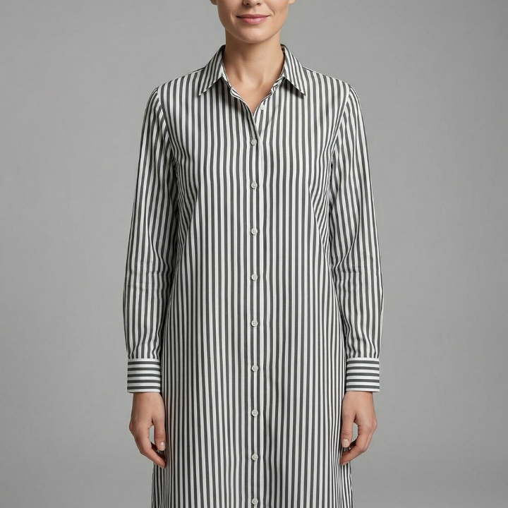 Damen Hemdkleid mit Knopfverschluss und langen Ärmeln