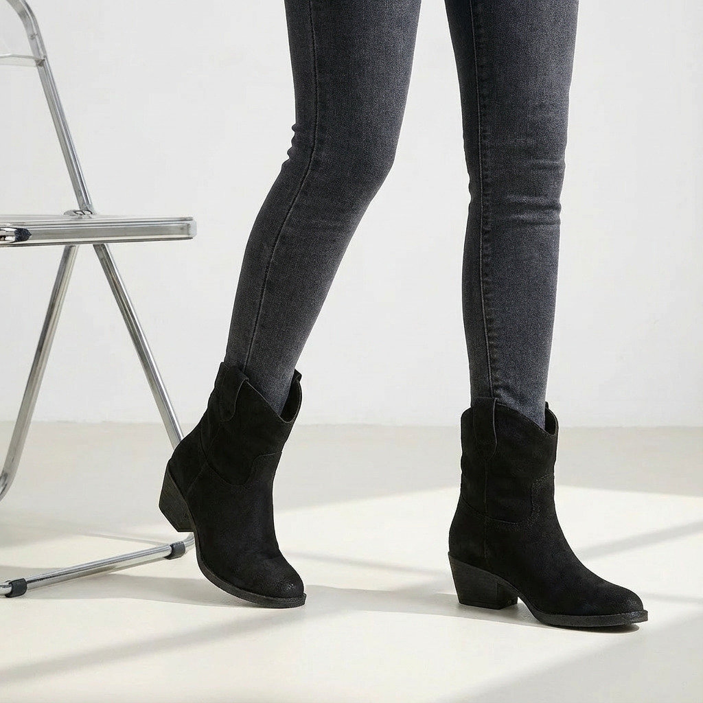 Elegantsete naiste cowboy ankle saapad blokknõelaga