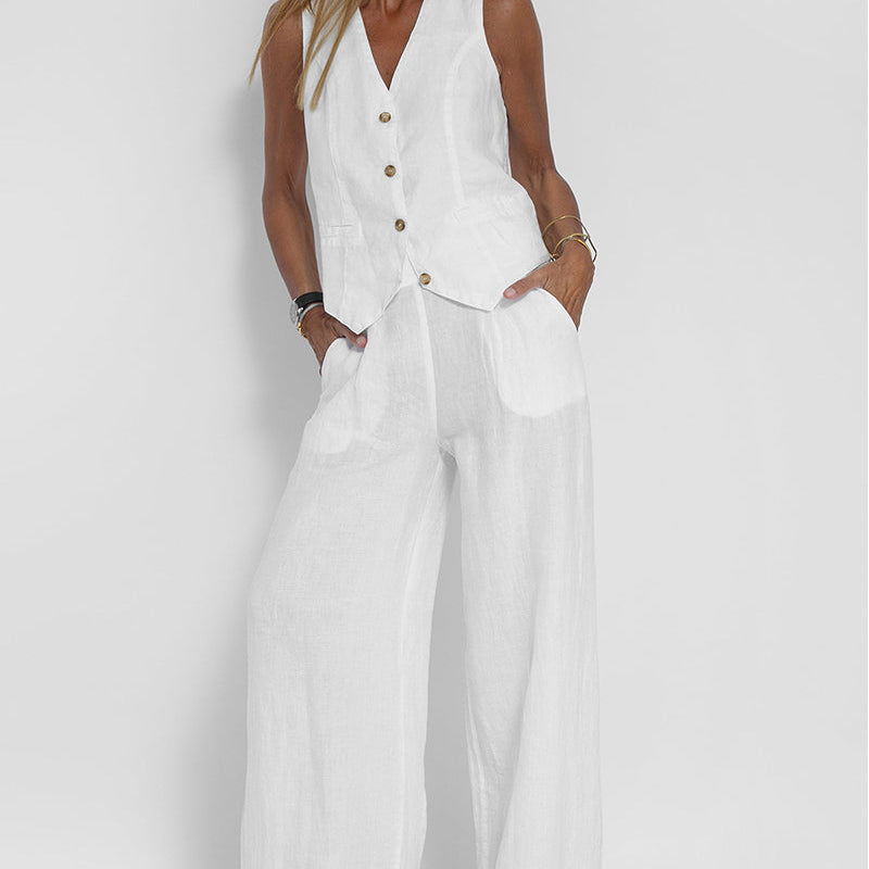 Rose | Set aus geknöpfter Weste und weiter Hose