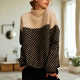 Stella Damen Rollkragenpullover – Eleganter und Bequemer Chevron-Muster Pullover für die Wintermonate