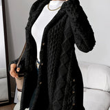 Annika | Damen Flauschiger Kapuzen-Cardigan Oversized Geknöpft