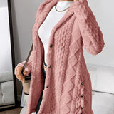 Annika | Damen Flauschiger Kapuzen-Cardigan Oversized Geknöpft