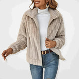 Frieda | Damen Flauschiger Oversized Reißverschluss Cardigan