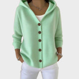Clara | Damen Kapuzen-Cardigan mit Knopfleiste Relaxed Fit Langarm