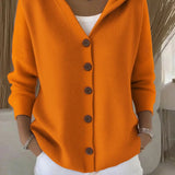 Clara | Damen Kapuzen-Cardigan mit Knopfleiste Relaxed Fit Langarm