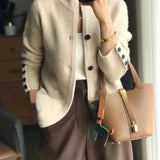 Johanna | Damen Kaschmirwolle Strickjacke Cardigan mit Knopfleiste