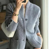 Johanna | Damen Kaschmirwolle Strickjacke Cardigan mit Knopfleiste
