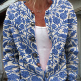 Charlotte | Damen Langarm Strick-Cardigan mit Blumenmuster