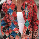 Charlotte | Damen Langarm Strick-Cardigan mit Blumenmuster