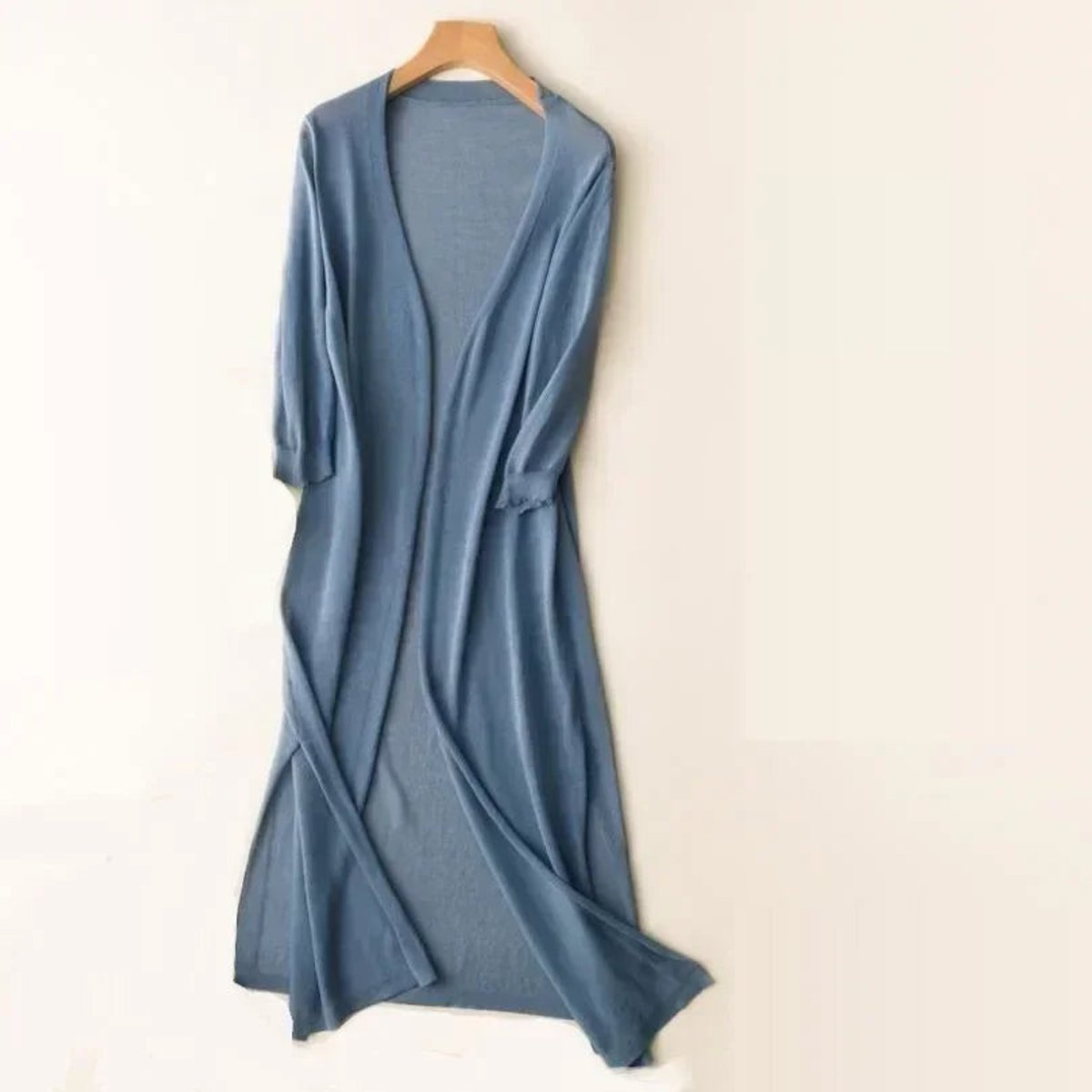 Luisa | Damen Leichter Langer V-Ausschnitt Strick Cardigan