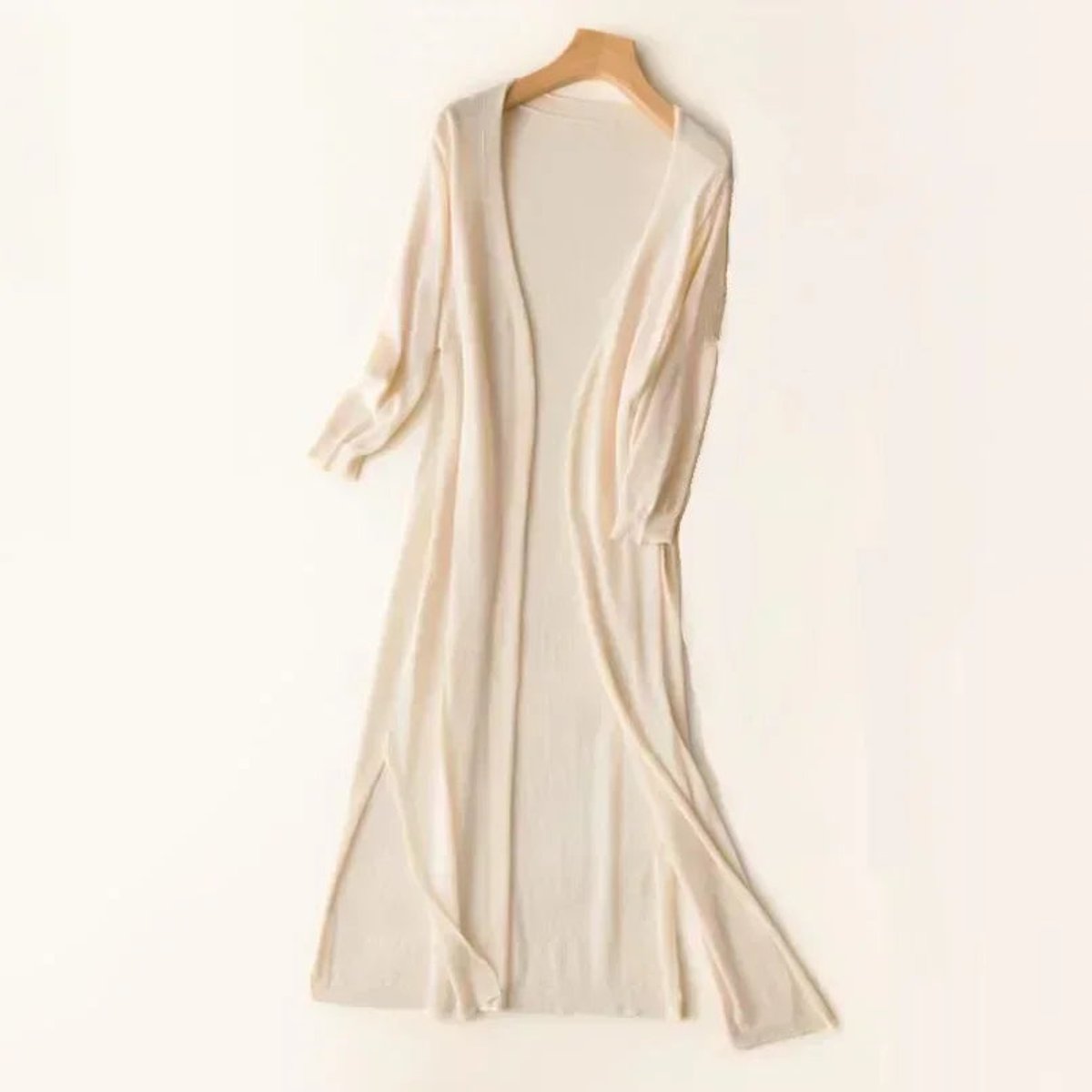 Luisa | Damen Leichter Langer V-Ausschnitt Strick Cardigan