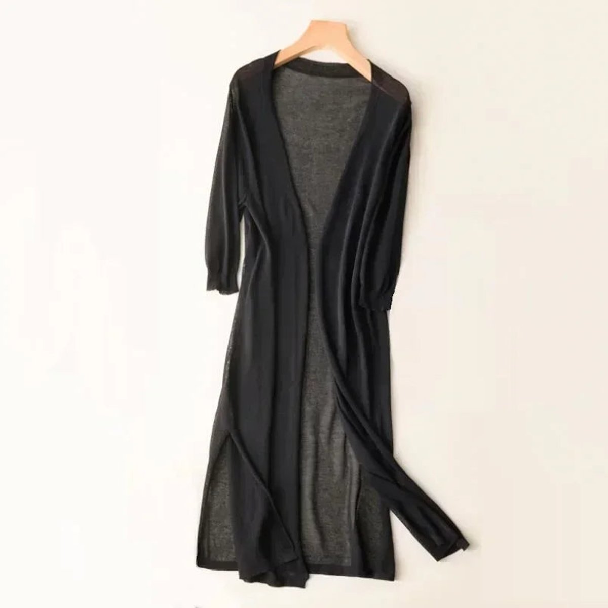 Luisa | Damen Leichter Langer V-Ausschnitt Strick Cardigan
